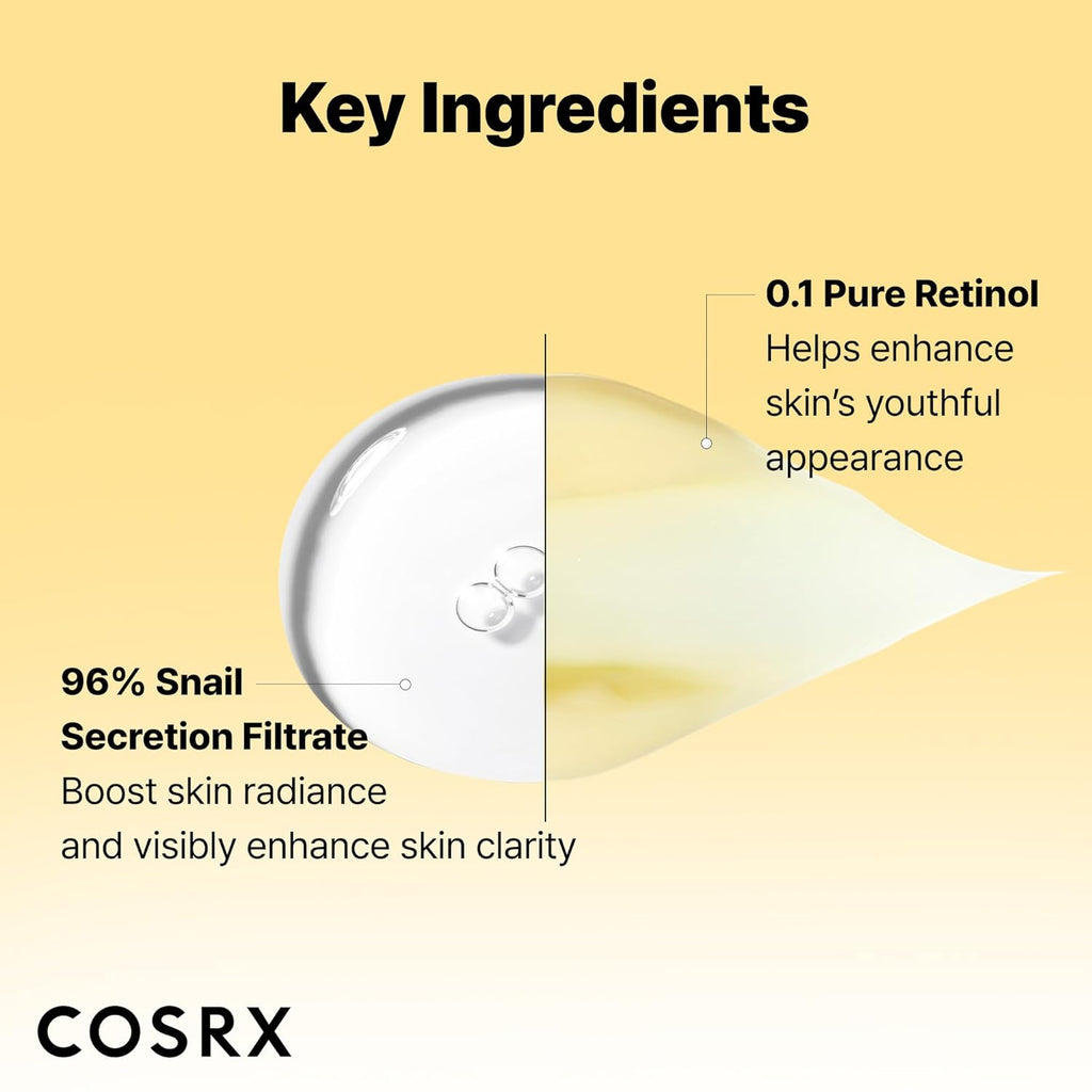 cosrx snail 96 mucin power essence 2ea & retinol 0.1% cream mini sample gift set for glass skin