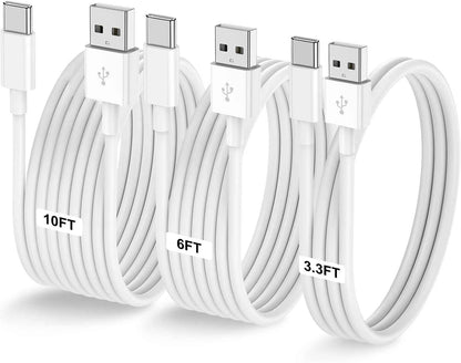 Car Carplay Cable for iPhone 17 16 15 Pro Plus Pro Max Air，3-Pack [3.3FT+3.3FT+6FT] USB A to USB C Cable for iPhone 17 16 15，for iPad Pro/Air/Mini，for Galaxy S25 S24，for MacBook Pro/Air and More