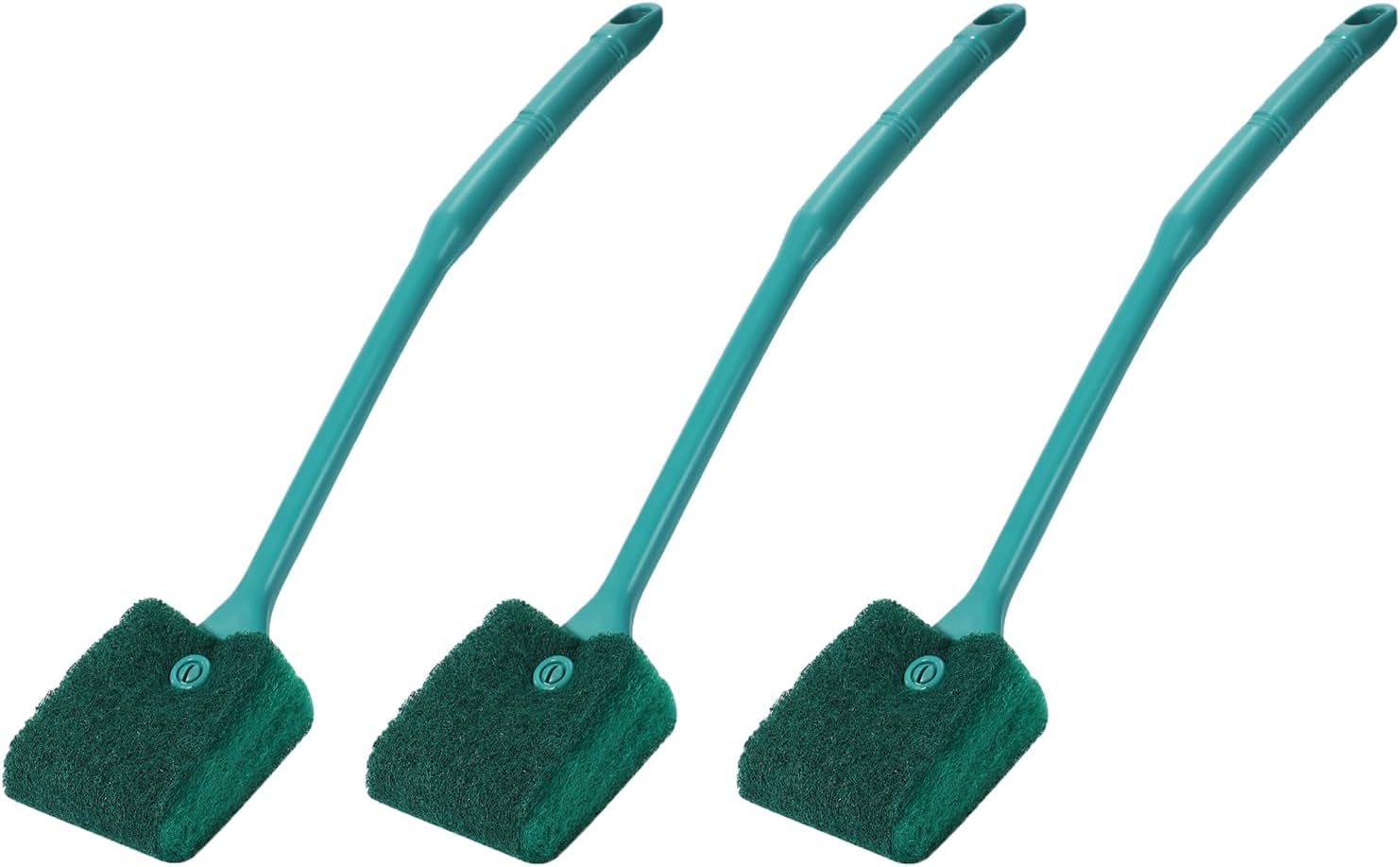 AQUANEAT Aquarium Double Sided Sponge Brush Algae Scraper with Long Handle for Glass Tanks