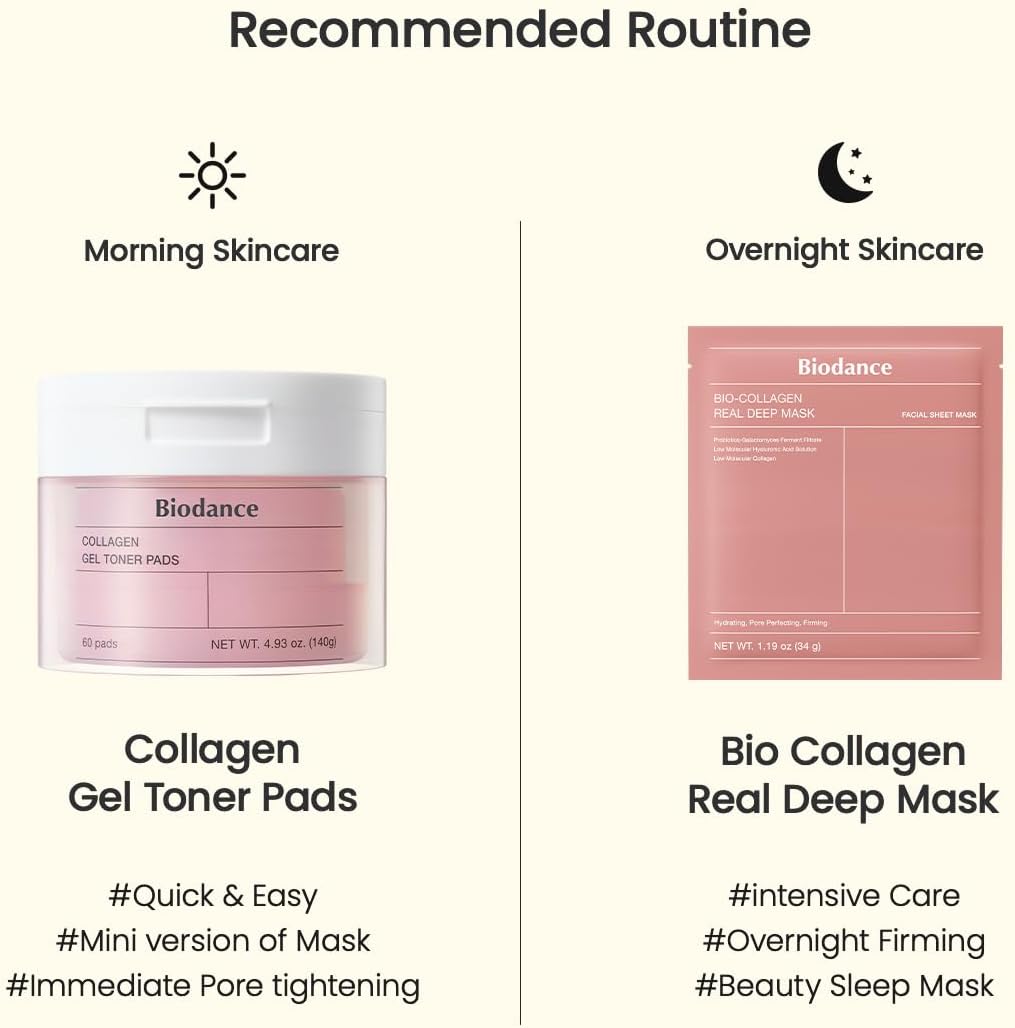 Biodance collagen gel toner pads for sensitive skin, pore minimizer with collagen water and low molecular collagen