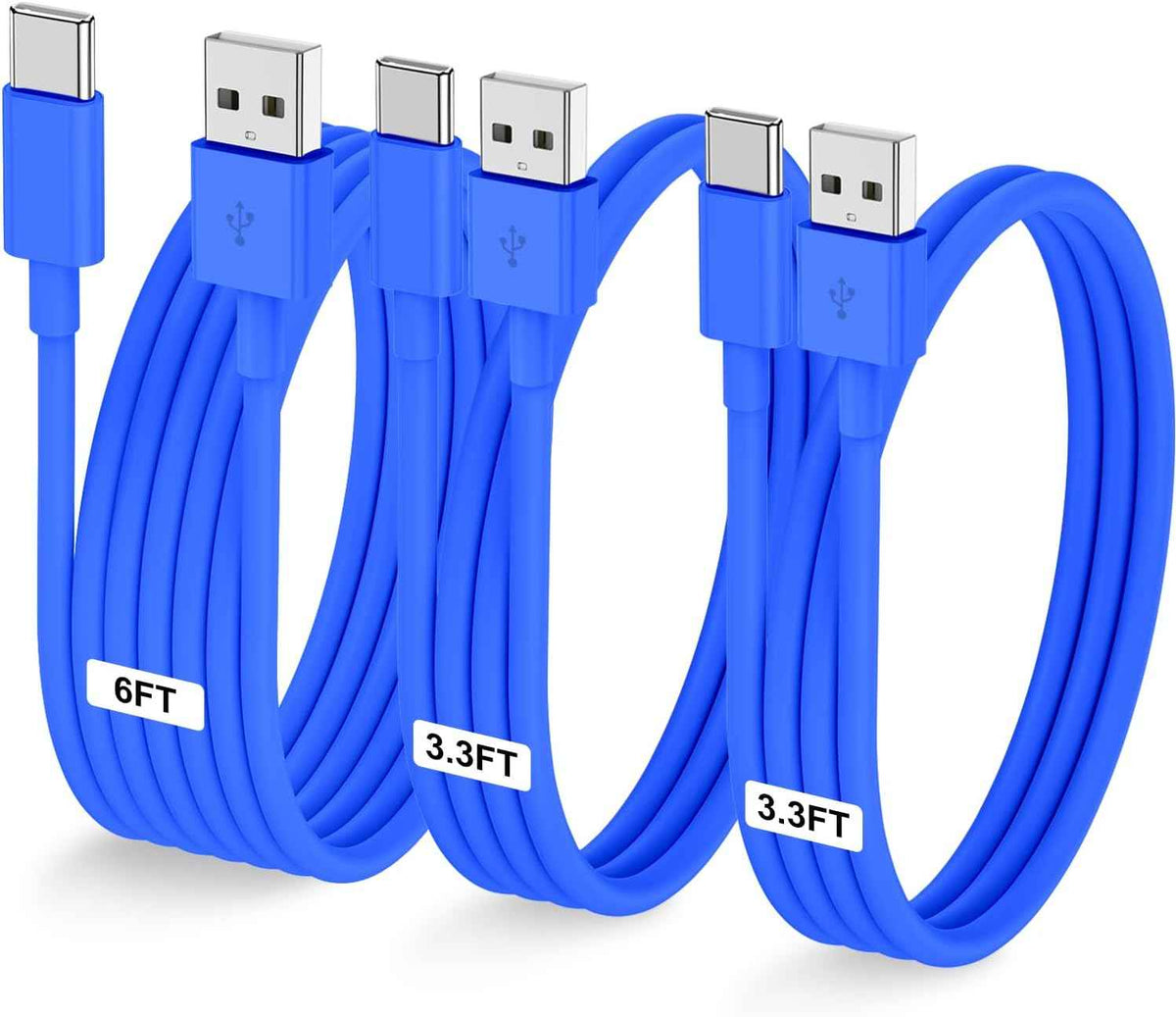 Car Carplay Cable for iPhone 17 16 15 Pro Plus Pro Max Air，3-Pack [3.3FT+3.3FT+6FT] USB A to USB C Cable for iPhone 17 16 15，for iPad Pro/Air/Mini，for Galaxy S25 S24，for MacBook Pro/Air and More