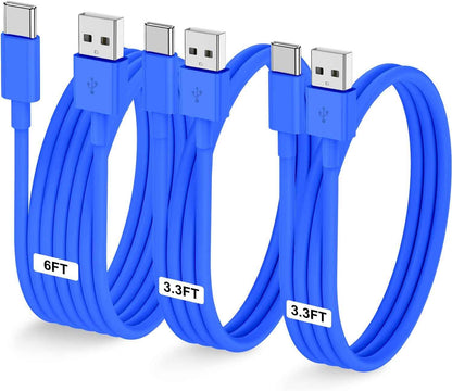 Car Carplay Cable for iPhone 17 16 15 Pro Plus Pro Max Air，3-Pack [3.3FT+3.3FT+6FT] USB A to USB C Cable for iPhone 17 16 15，for iPad Pro/Air/Mini，for Galaxy S25 S24，for MacBook Pro/Air and More