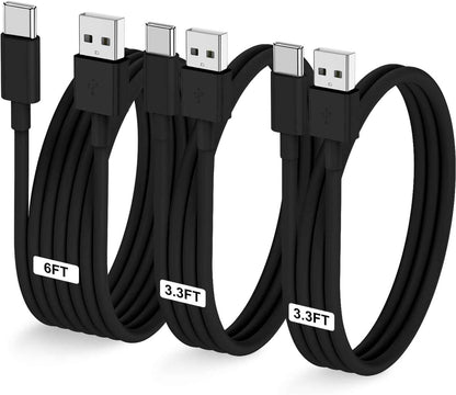 Car Carplay Cable for iPhone 17 16 15 Pro Plus Pro Max Air，3-Pack [3.3FT+3.3FT+6FT] USB A to USB C Cable for iPhone 17 16 15，for iPad Pro/Air/Mini，for Galaxy S25 S24，for MacBook Pro/Air and More