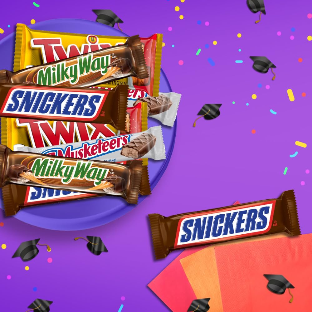 snickers, twix, milky way & 3 musketeers individually wrapped full-size milk chocolate candy bars bulk assortment 33.31 oz 18 bars