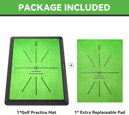 Golf Hitting Mat, Golf Training Mat for Swing Path Feedback Detection Batting,Extra Replaceable Golf Practice Mat 16"x12", Golf Gifts for Men Women for Home Indoor Outdoor