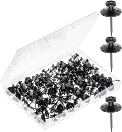 Mr. Pen- Double Headed Picture Hanging Nails, 50 Pack, Black, Push Pins for Wall