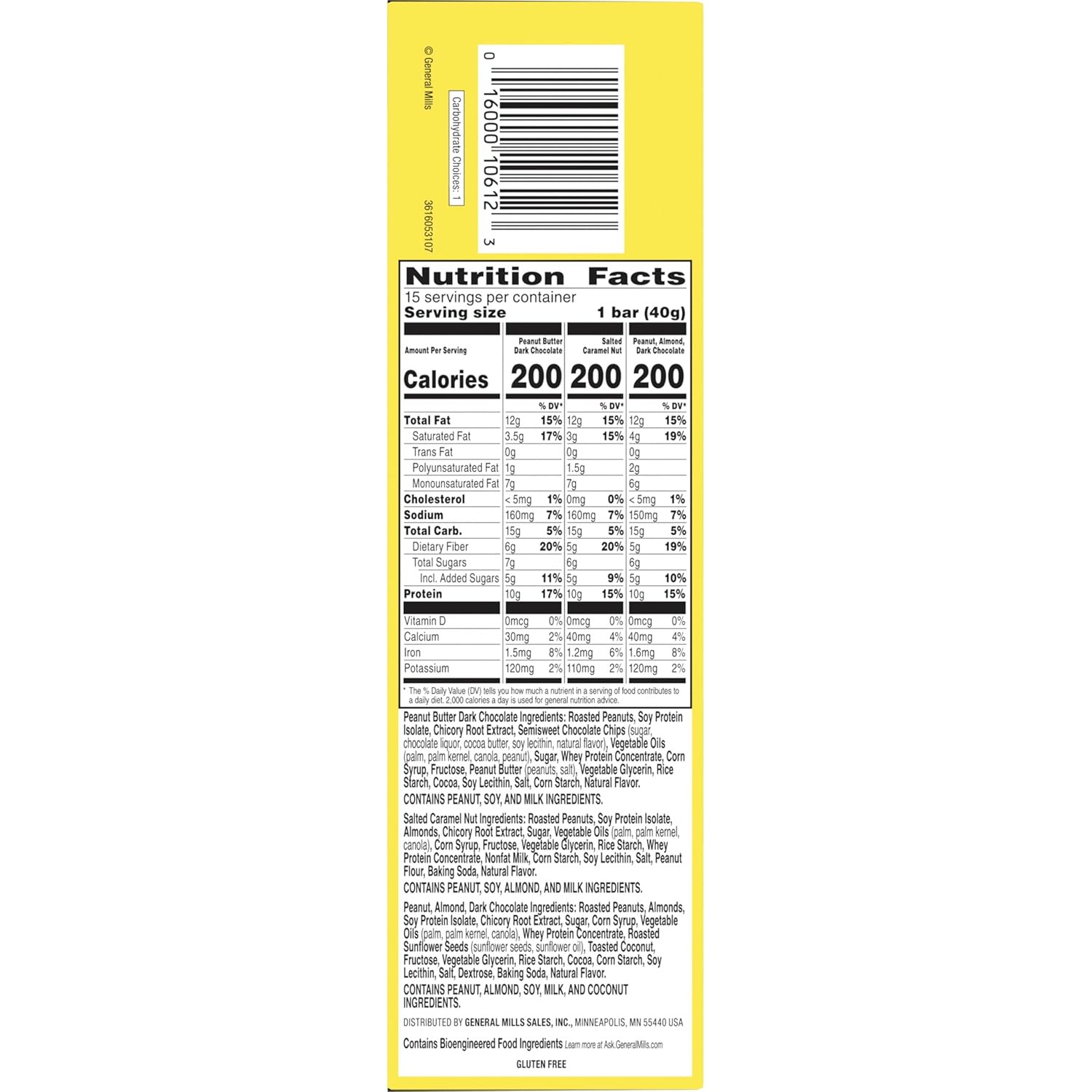 Nature Valley gluten-free protein bars, 10g protein, 15-count variety pack, 21.3 oz box