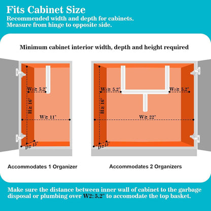 REALINN Under Sink Organizer, Pull Out Cabinet Storage 2 Tier Slide Out Sink Shelf, Kitchen Organizers and Storage, Black, 1 Pack