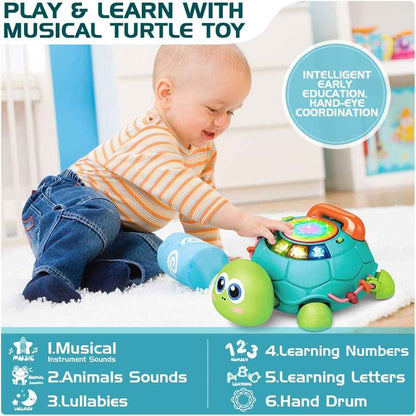 Jyusmile Baby Toys 6 to 12 Months, Musical Turtle Crawling Infant Toys, Early Learning Educational Toy with Light & Sound, Christmas Birthday Gifts for Boy Girl 7 8 9 10 11 Month 0-1 Year Old
