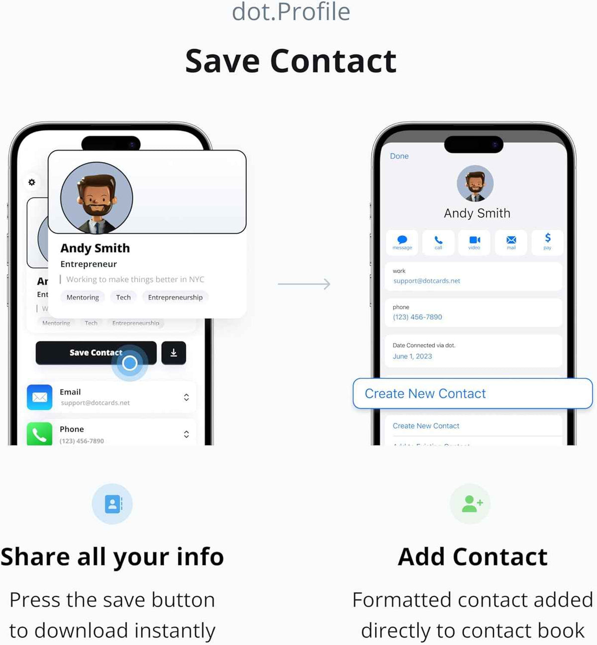 dot. Card - Digital Business Card - Tap Compatible with iPhone & Android (Black)