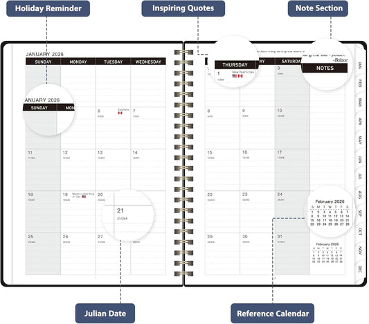2026 Planner, Weekly and Monthly Calendar Academic Planner, Jan 2026 - Dec 2026, Planning Agenda Book for Desk Accessories and School Supplies - A5 (6.3'' x 8.5'')