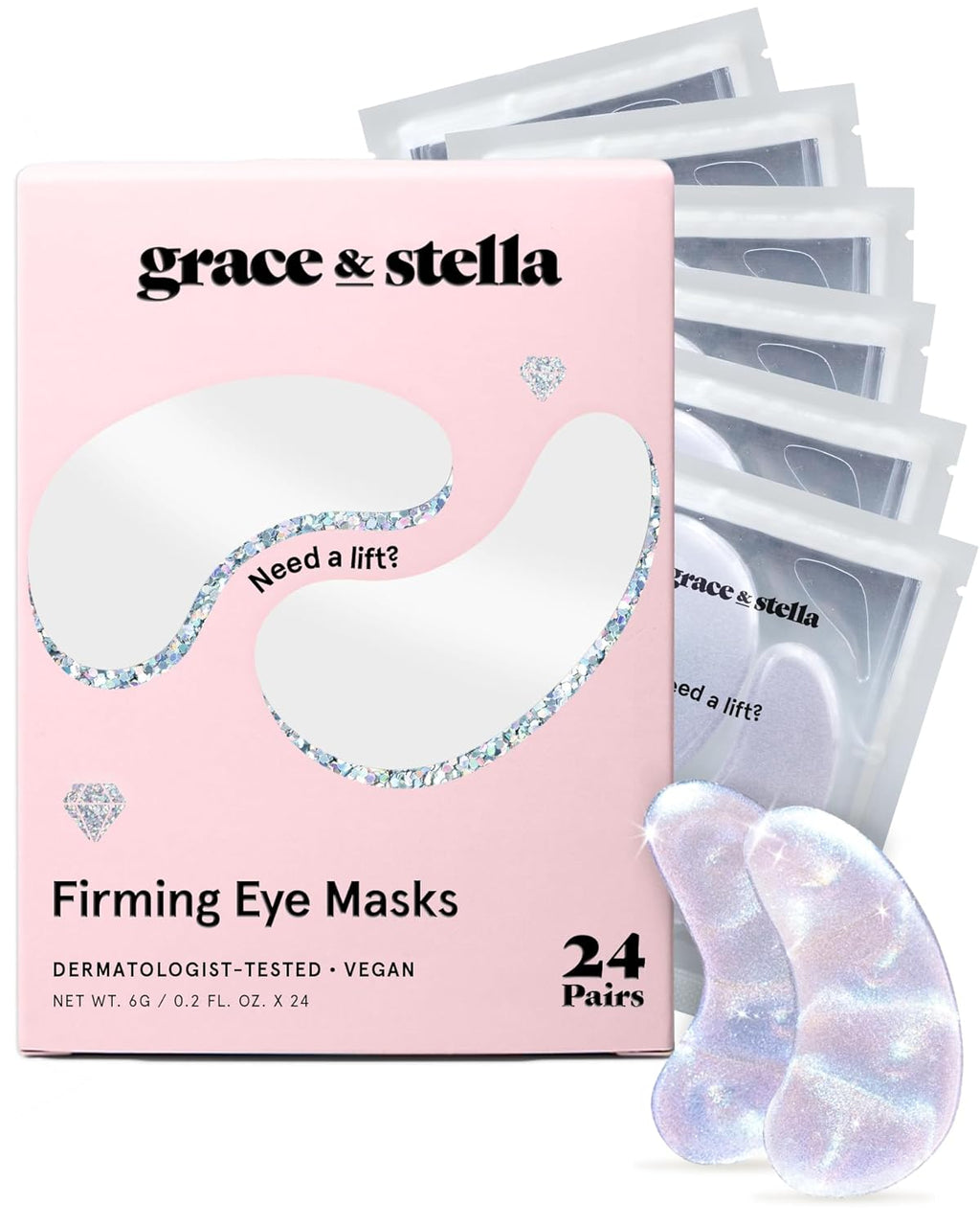 grace & stella Retinol Under Eye Patches for Puffy Eyes & Dark Circles - Restoring Gel Under Eye Masks with Hyaluronic Acid - Purple, 24 Pairs for Women