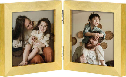 decorUhome Double 4x6 Picture Frame Vertical, Engineered Wood Bifold Photo Frame with Plexiglass for Tabletop Display, 4x6, Black