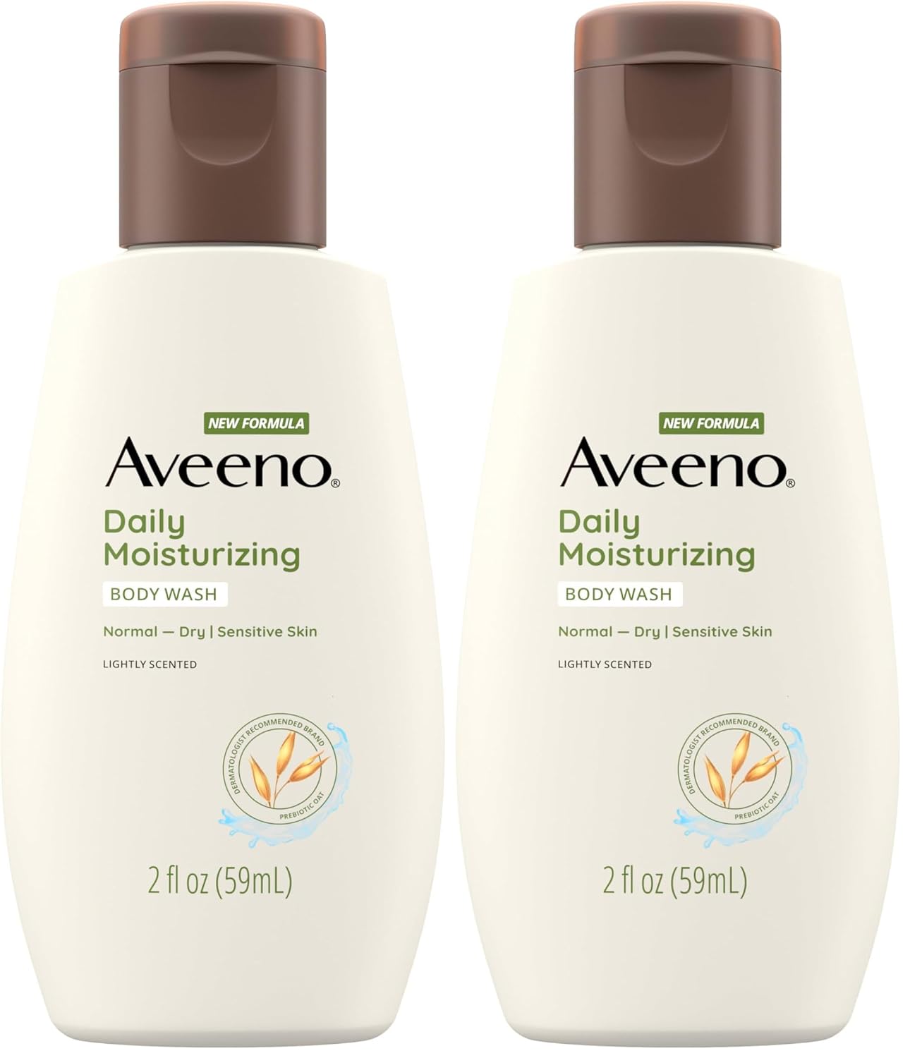 aveeno daily moisturizing body wash for sensitive skin + prebiotic oat, gentle on dry skin, 2 fl. oz travel size