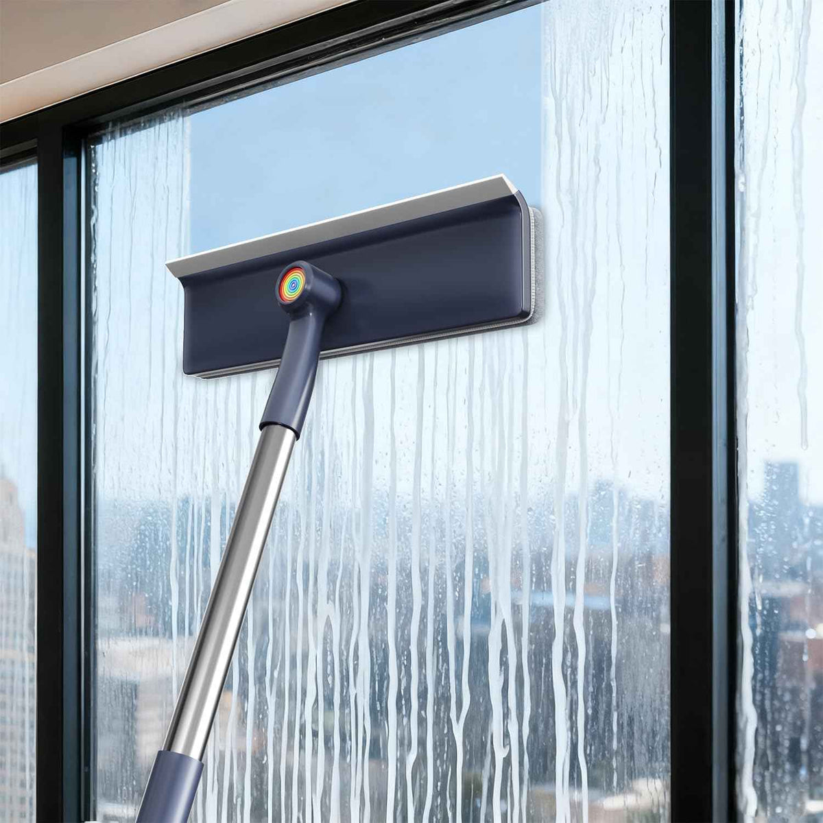 3 in 1 window squeegee with 60 extension pole for home glass mirrors and screens cleaning kit