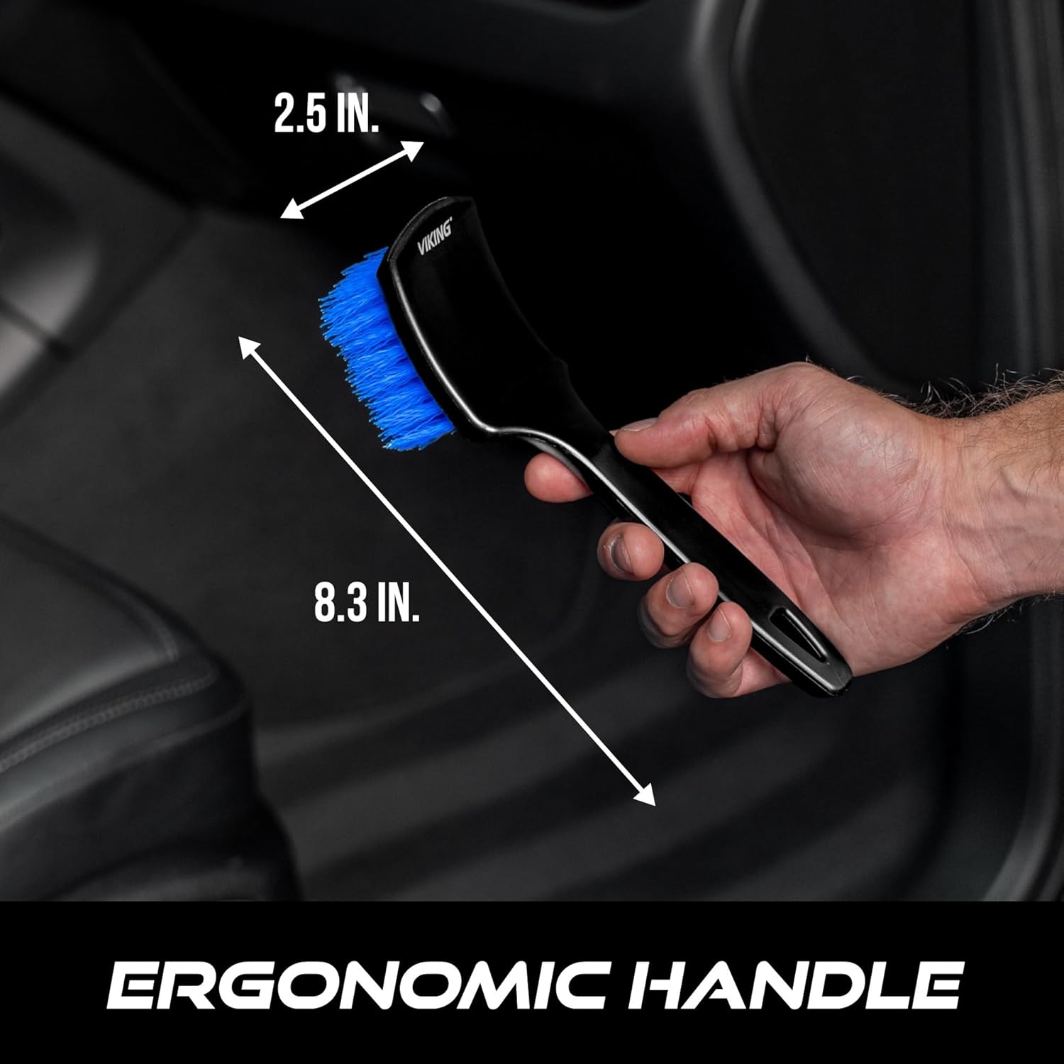 Viking carpet cleaning and scrub brush for floor mats car interior home cleaning black and blue 8.3 x 2.5 inch