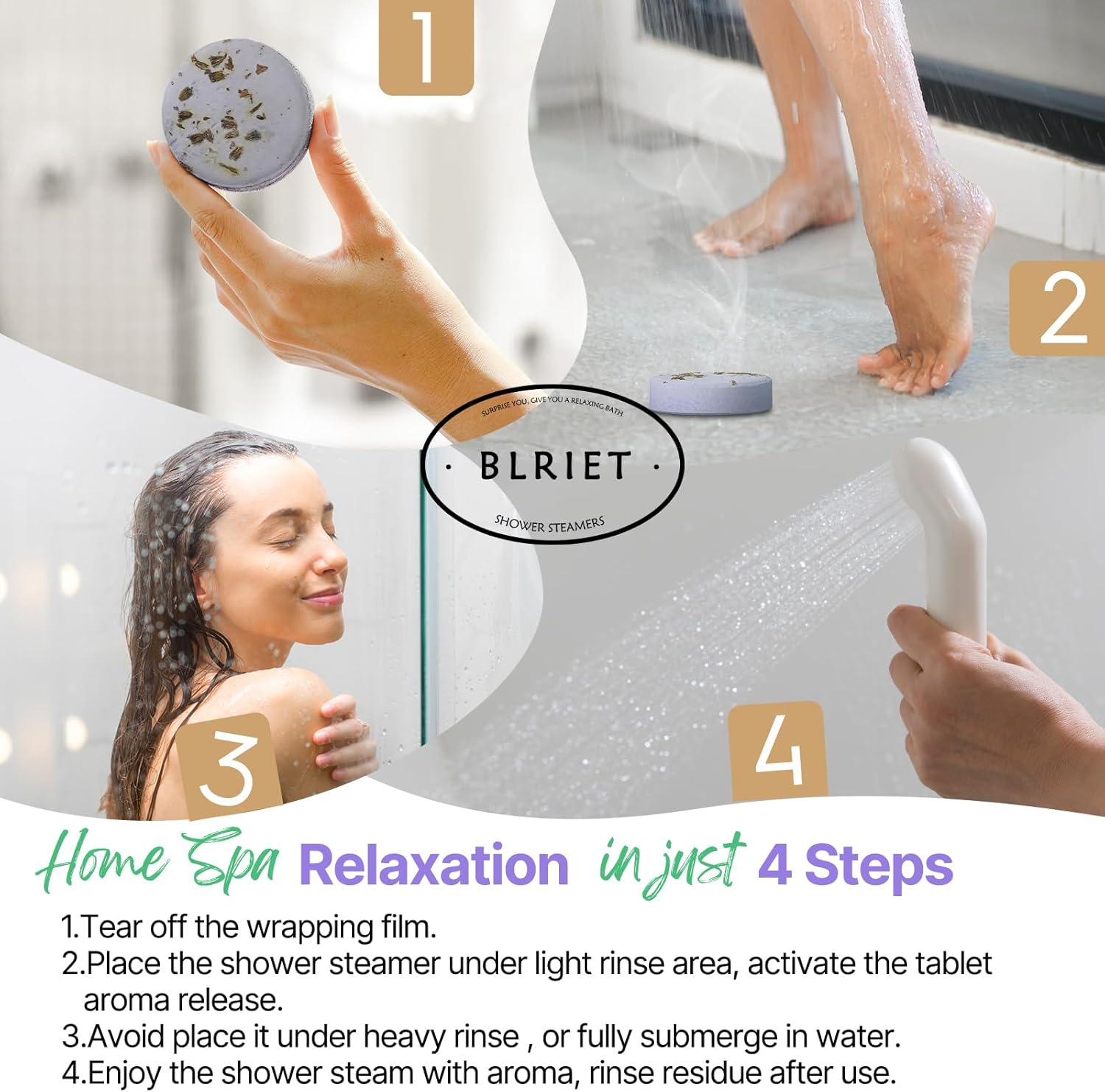 Shower Steamers Aromatherapy Blriet 8 Pack Gifts for Women and Teen Girls Self Care Spa Relaxation Essentials