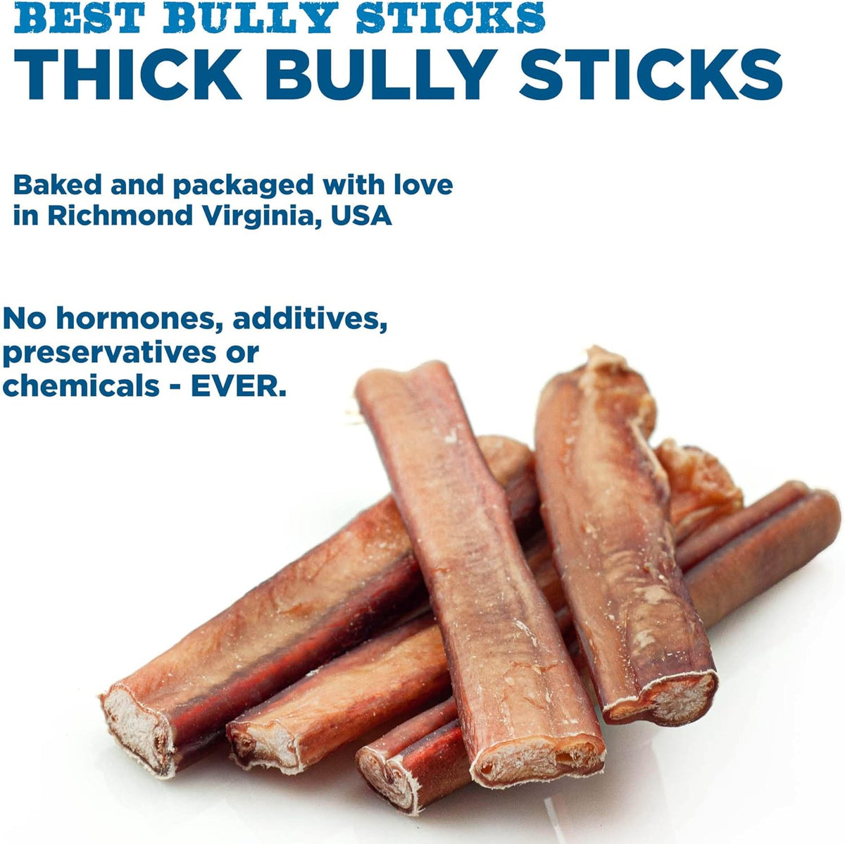 Best Bully Sticks Thick 6 Inch Natural Beef Bully Sticks for Large Breeds Dogs - Single Ingredient - 5 Count