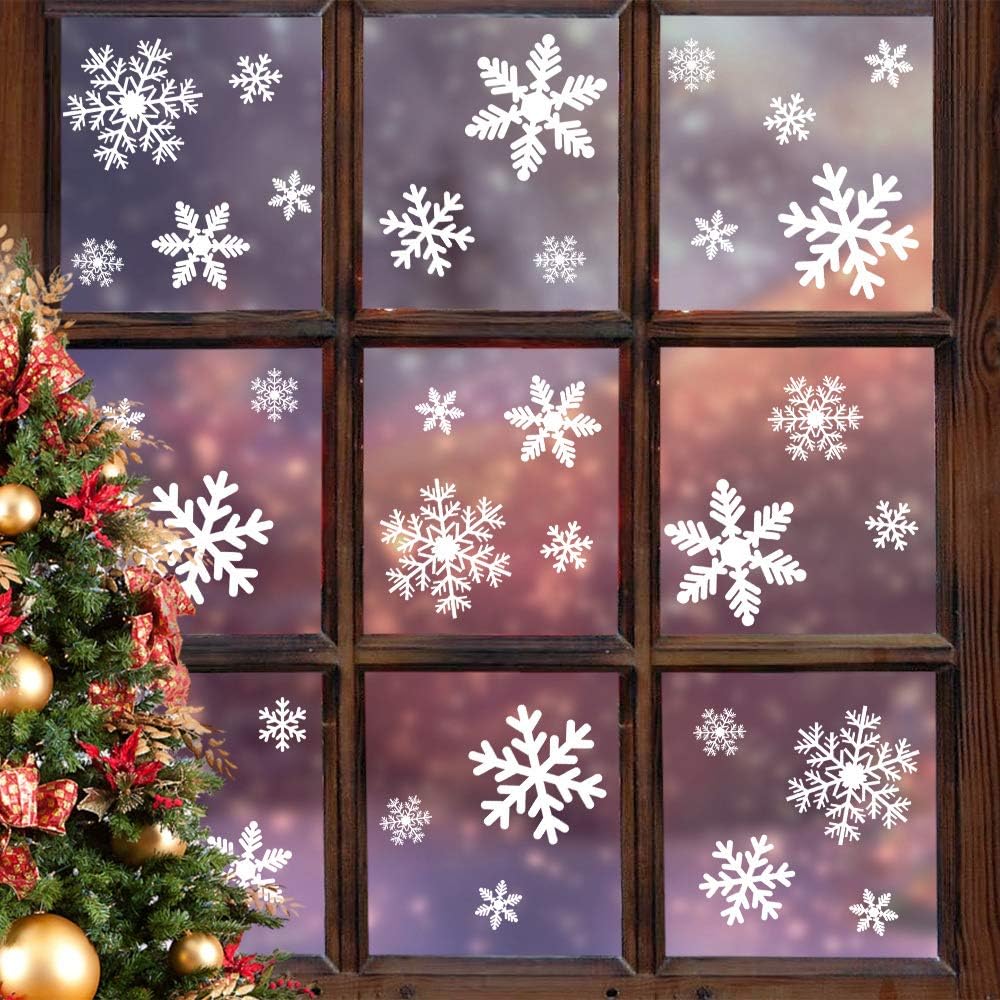 Christmas Snowflake Window Clings | 135pcs Static Decals Décor