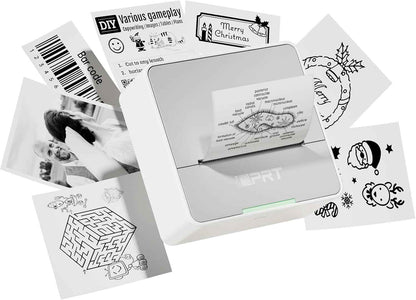 iDPRT Portable Sticker Maker Machine with 1 Roll Sticker Paper, Mini Printer Efficiently and Quickly, Thermal Printer for Study Notes, Pictures, DIY, Label, Free App with Multiple Templates, Grey