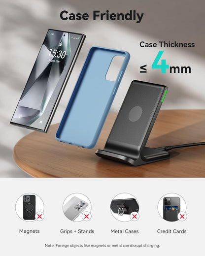 inou 15w fast qi wireless charger with adaptive light for iphone samsung google and more
