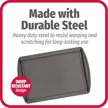 GoodCook Everyday Nonstick Carbon Steel 13” x 9” Baking Sheet Set, 3 Pack – Standard-Sized Carbon Steel Cooking Pans, Bakeware Set, Cookie Sheets for Baking, Oven Pan Set
