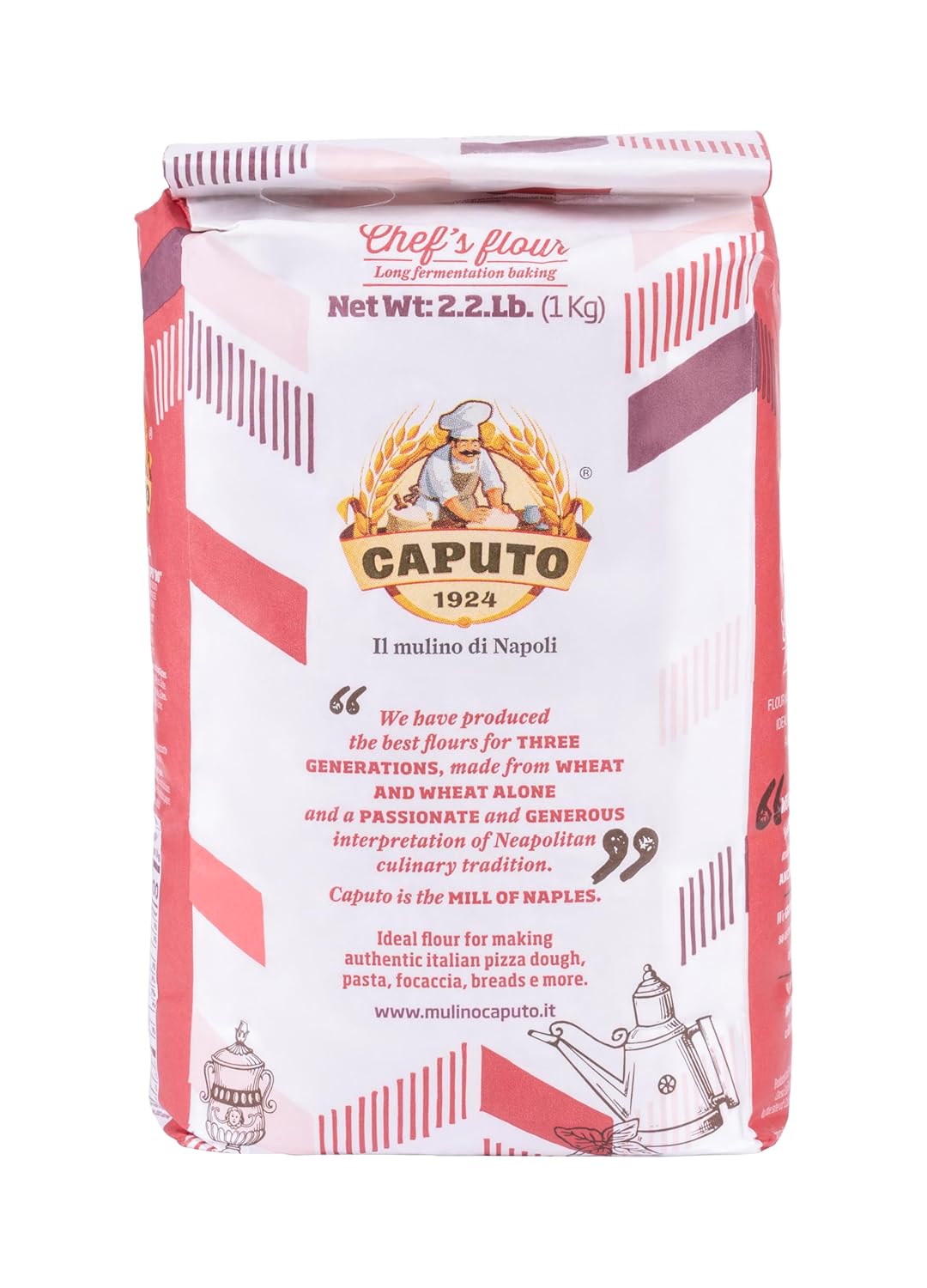 caputo chefs flour 2.2 lb pack of 2 italian double zero 00 soft wheat for pizza dough bread and pasta