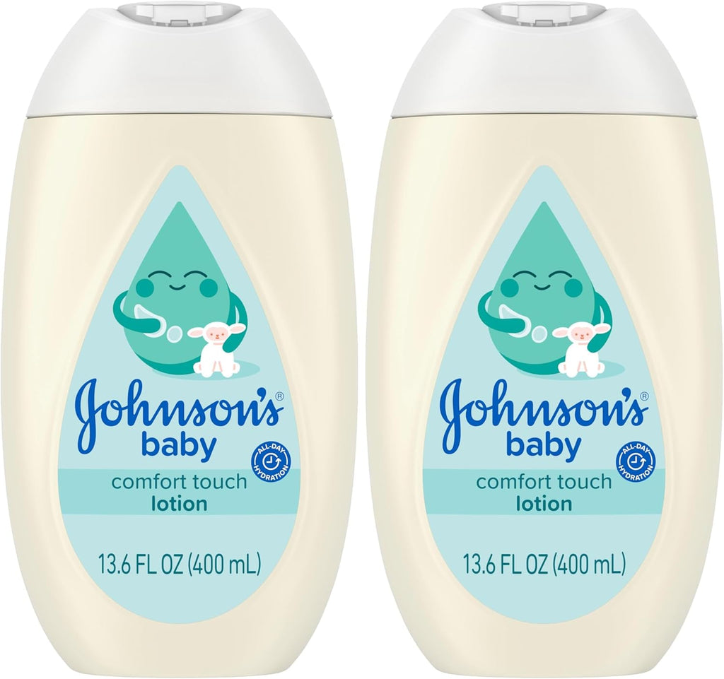 johnsons baby comfort touch newborn baby face body lotion, 13.6 fl oz, hypoallergenic, paraben-free, new baby essentials