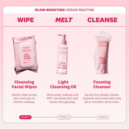 The Face Shop Rice Water Bright Makeup Remover Wipes with Rice Extract for Brightening and Moisturizing