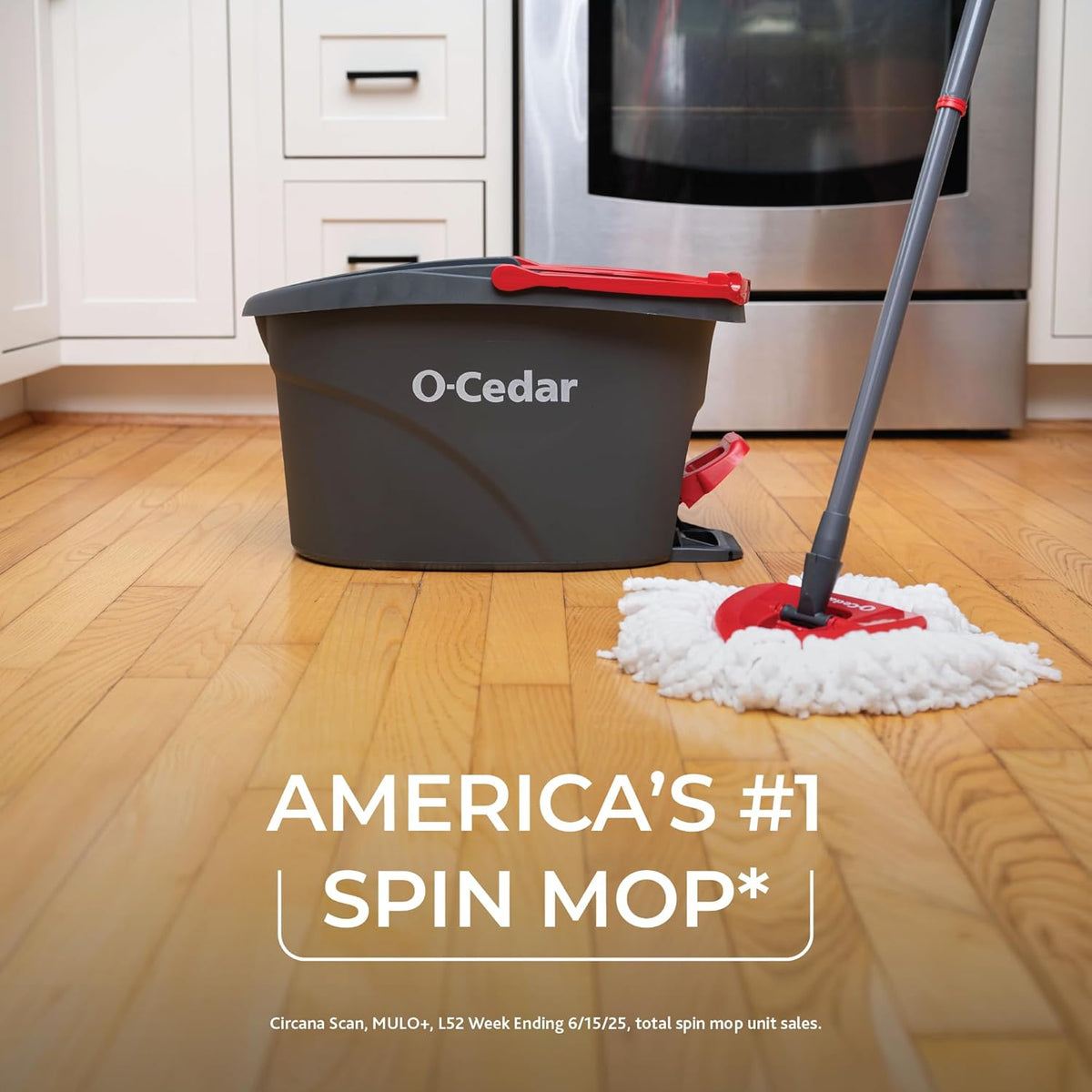 O-Cedar EasyWring Microfiber Spin Mop, Bucket Floor Cleaning System, Red, Gray, Standard - Rayz Mart