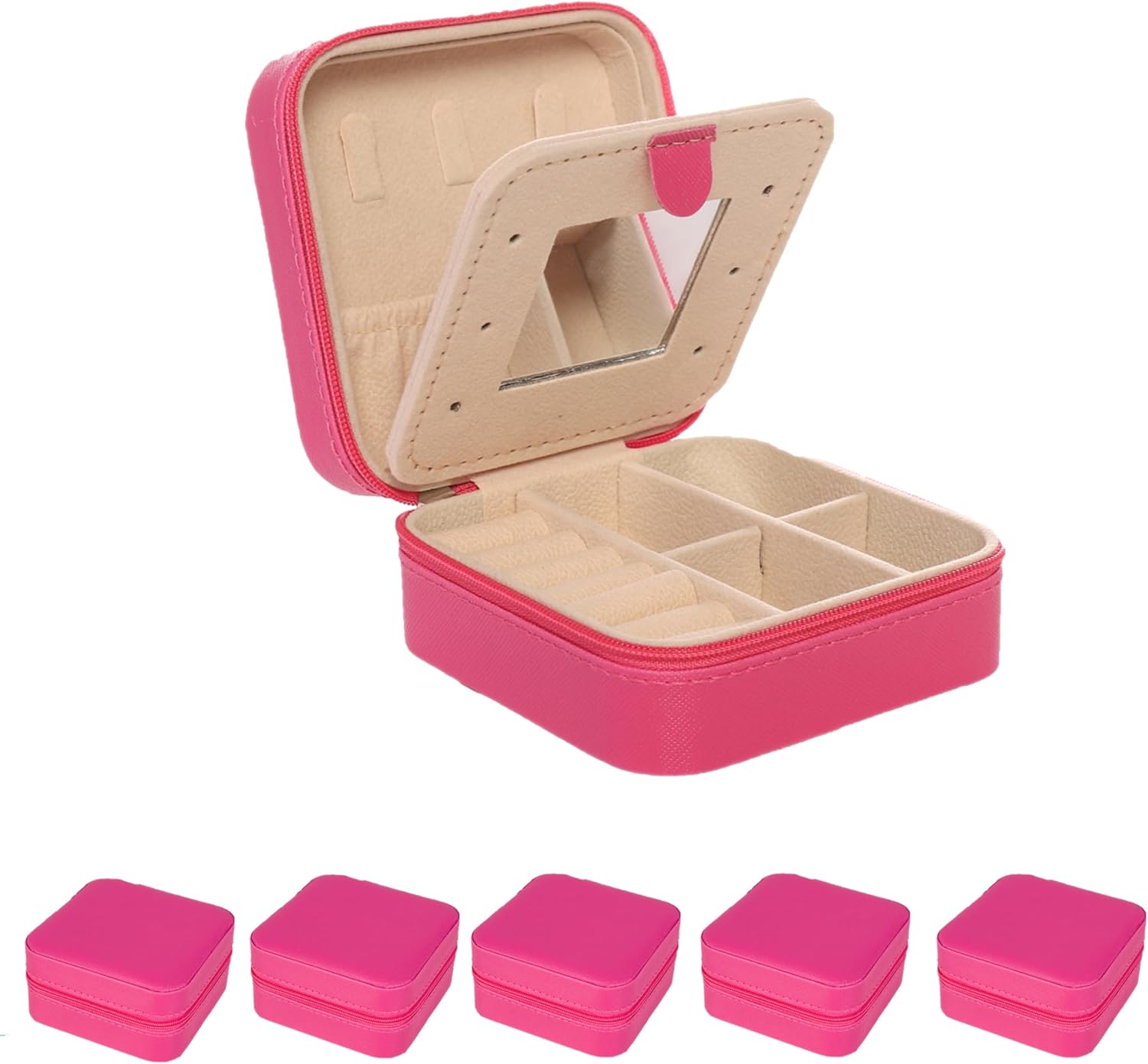 keLofoN small pink jewelry case with mirror travel gift for girls women