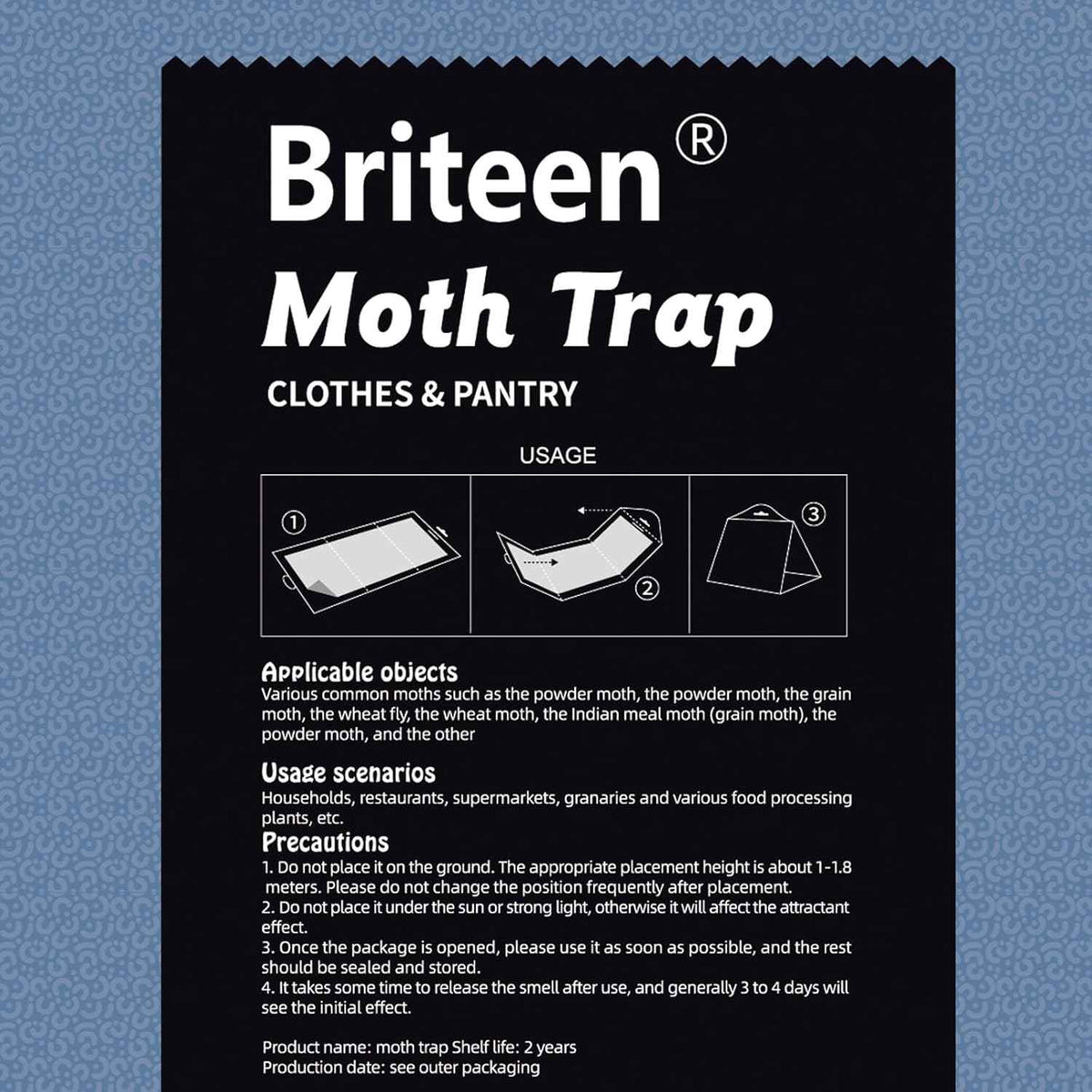 10 Pack Pantry Moth Traps Safe and Effective for Food and Clothing- Glue Traps with Pheromones for Wool Closet Carpet Food and Cupboard