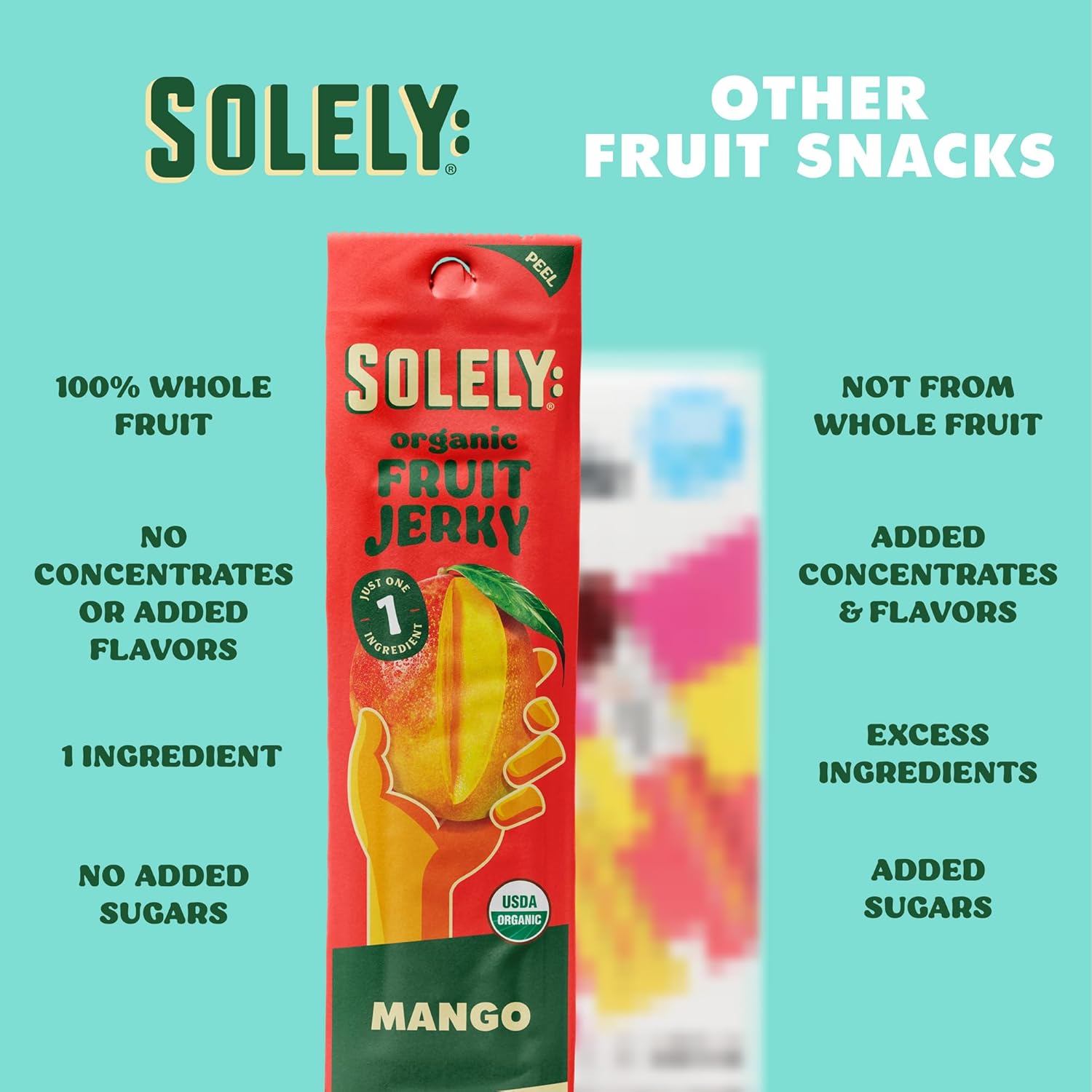 solely organic mango fruit jerky 12 individually wrapped fruit strips healthy vegan snacks