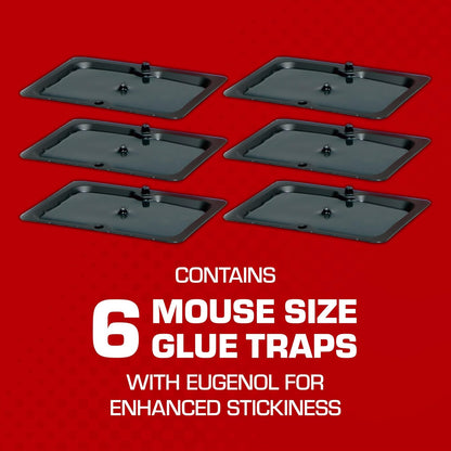 Tomcat Glue Traps Mouse Size with Eugenol for Enhanced Stickiness for Mice, Cockroaches, and Spiders, 6 Traps