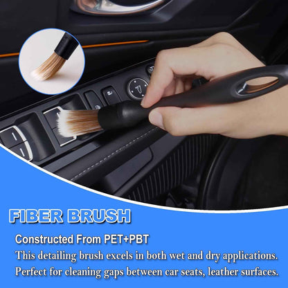 7PCS Car Detailing Brush Set, Ultra Soft Boars Hair Car Interior Detailing Brushes, Car Interior Detailing Kit, Car Cleaning Gel Supplies Kit, Car Dust Brush, Car Accessories for Truck, SUV, Interior