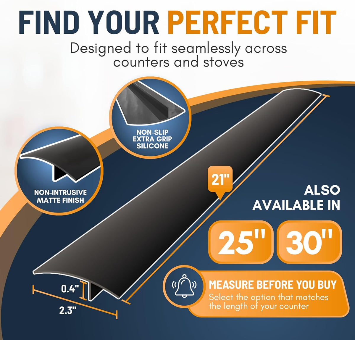 Linda’s Essentials Silicone Stove Gap Covers (2 Pack), Heat Resistant Oven Gap Filler Seals Gaps Between Stovetop and Counter, Easy to Clean Stove Gap Guard (21 Inches, Black)