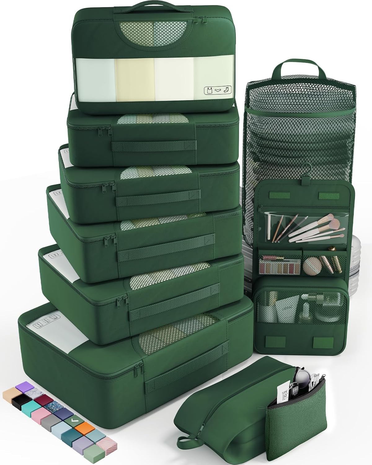 vekens 8-set packing cubes nylon organizer bags for beach vacation cruise ship travel essentials suitcase
