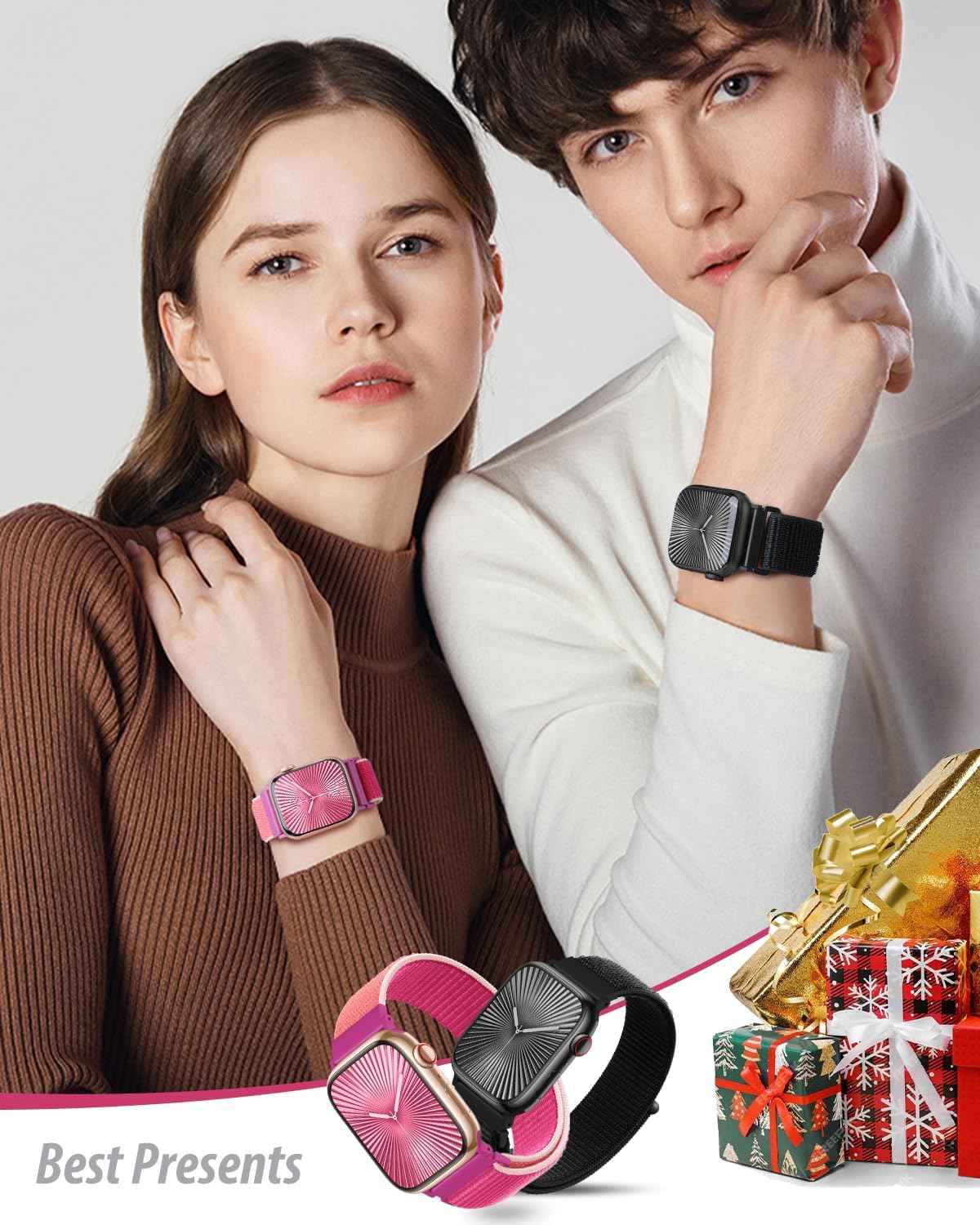 Nylon Loop Sport Band Compatible with Apple Watch Bands 44mm 45mm 46mm 49mm 42mm for Women Men, iWatch Wrist Straps for Ultra 3 2, Se, Series 11 10 9 8 7, Breathable, Soft Band Ideal for Outdoor