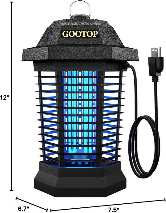 GOOTOP Bug Zapper Outdoor, Mosquito Zapper, 3 Prong Plug in Electric Fly Zapper, Mosquito Killer, Fly Traps, Flying Insects Zapper Indoor Outdoor 90-130V, 4200V, ABS Plastic Outer (Black)