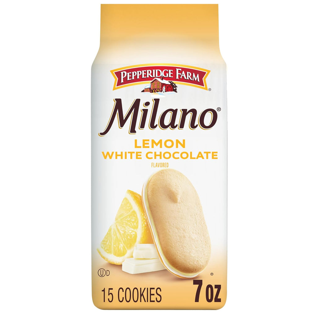 Pepperidge Farm Milano white chocolate lemon flavored cookies, 7 oz bag, classic and sweet