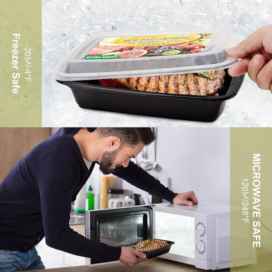 15 Pack- Meal Prep Containers 32oz, Plastic Food Prep Containers Reusable, Leakproof To Go Food Containers with Lids, BPA-Free, Microwave/Dishwasher/Freezer Safe
