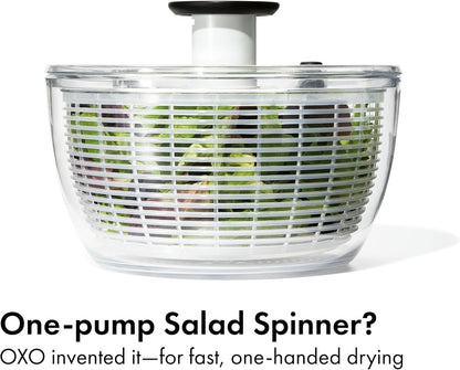 OXO Good Grips Salad Spinner | Lettuce Spinner | Fruit Washer | Fruit Washing Bowl with Strainer | Vegetable Cleaner | Salad Cleaner | Lettuce Washer | 6.22 Quart Capacity