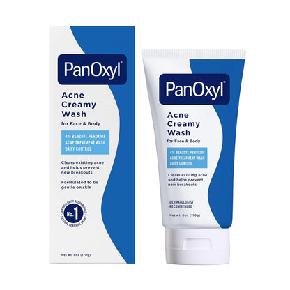 PanOxyl Antimicrobial Acne Creamy Wash, 4% Benzoyl Peroxide, 6 Ounce