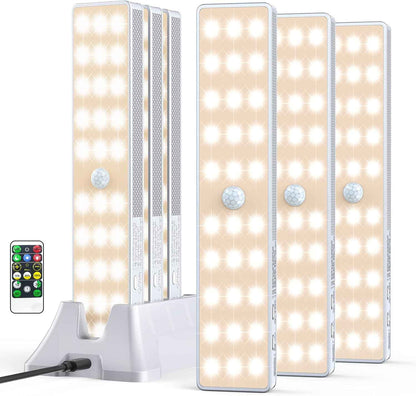 LED Closet Light with Charging Station, 6 Pcs 30LEDs 8'' Dimmer Rechargeable Motion Sensor Under Cabinet Lighting, Stick-Anywhere Night Light for Wardrobe,Kitchen