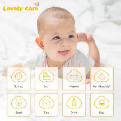 12 Pack Muslin Burp Cloths 100% Cotton Muslin Cloths Large 20''x10'' Extra Soft and Absorbent Baby Burping Cloth - White