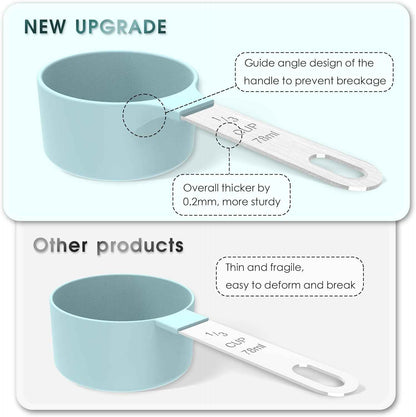 TILUCK Measuring Cups & Spoons Set, Stackable Cups and Spoons, Nesting Measure Cups with Stainless Steel Handle, Kitchen Gadgets for Cooking & Baking (Black)