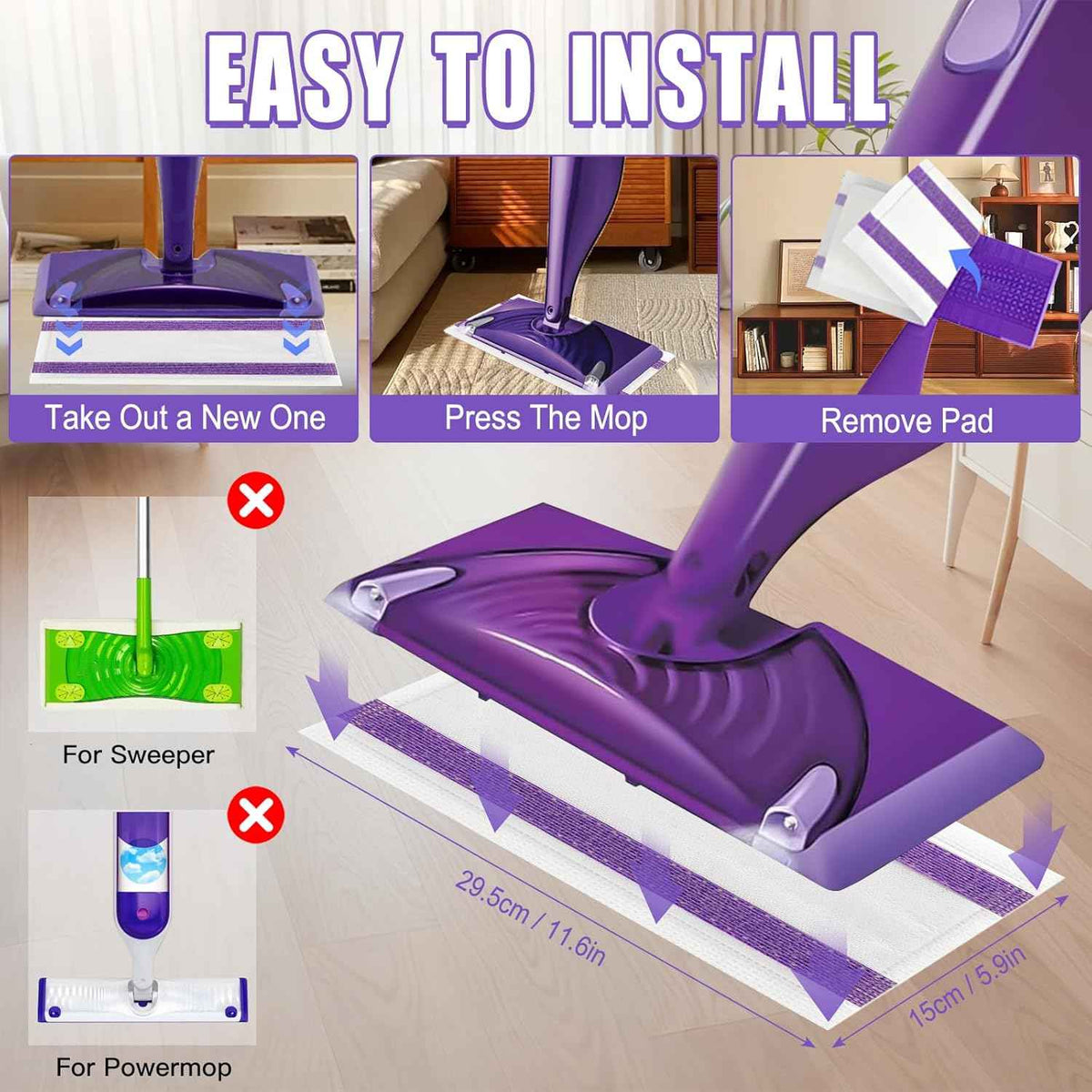 Disposable Wet Pads Refill Compatible with Wet Pads Refill Replacement for Wet Jet Pads for Household Cleaning Suit All Multi-Surface Floor,Thickness & Absorbent (20)