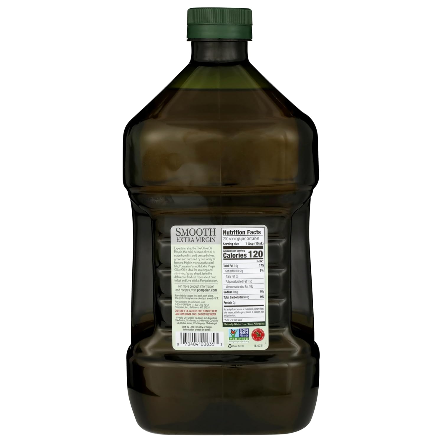 pompeian smooth extra virgin olive oil, contains polyphenols, 101 fl oz, first cold pressed