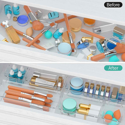 WOWBOX Clear 6-Pack Acrylic Drawer Organizer Set with Premium Material and Stackable Design
