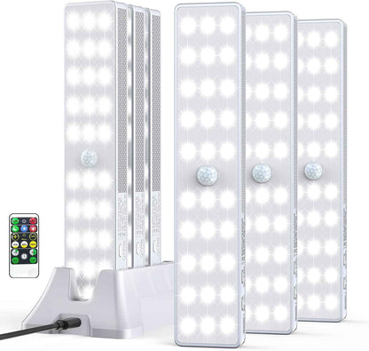 LED Closet Light with Charging Station, 6 Pcs 30LEDs 8'' Dimmer Rechargeable Motion Sensor Under Cabinet Lighting, Stick-Anywhere Night Light for Wardrobe,Kitchen